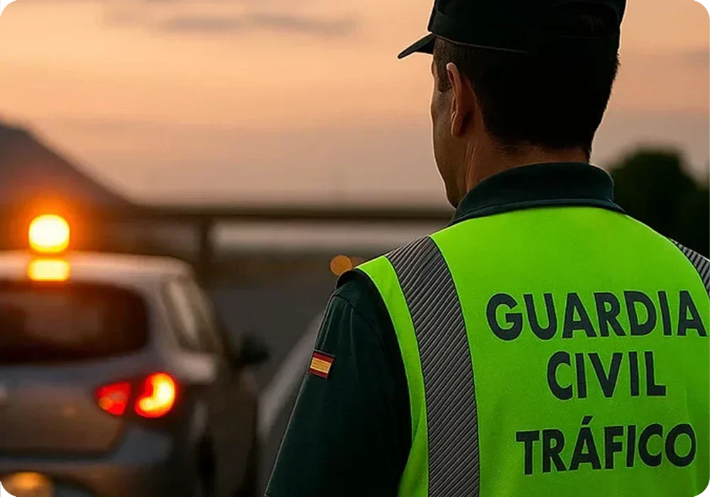 Guardia civil control carretera baliza v16