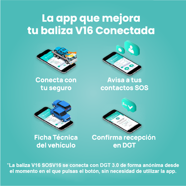 Baliza V16 - SOSV16 Negra Conectada a Telefónica y DGT