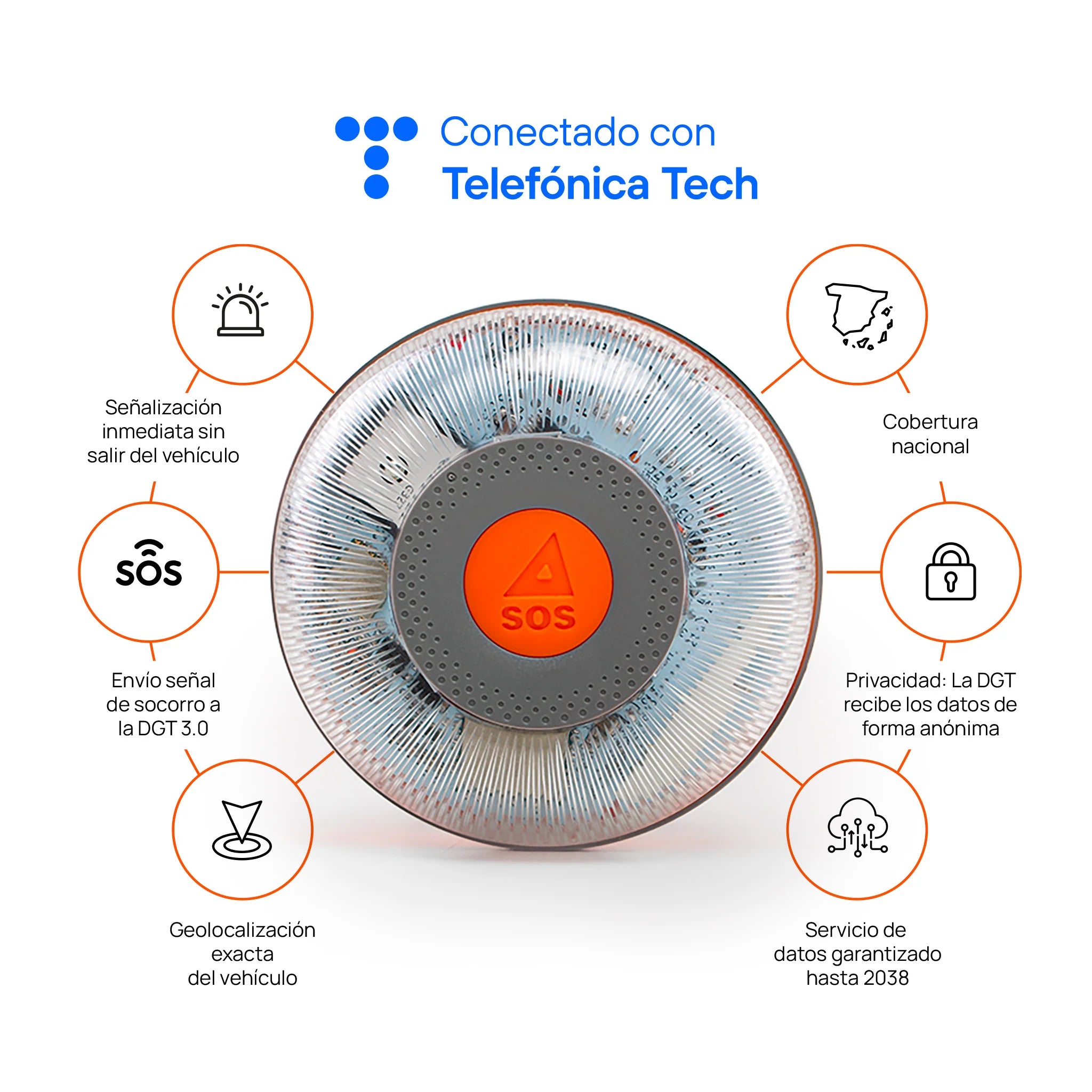 Baliza V16 FlashLED SOS Conectada a Telefónica y DGT