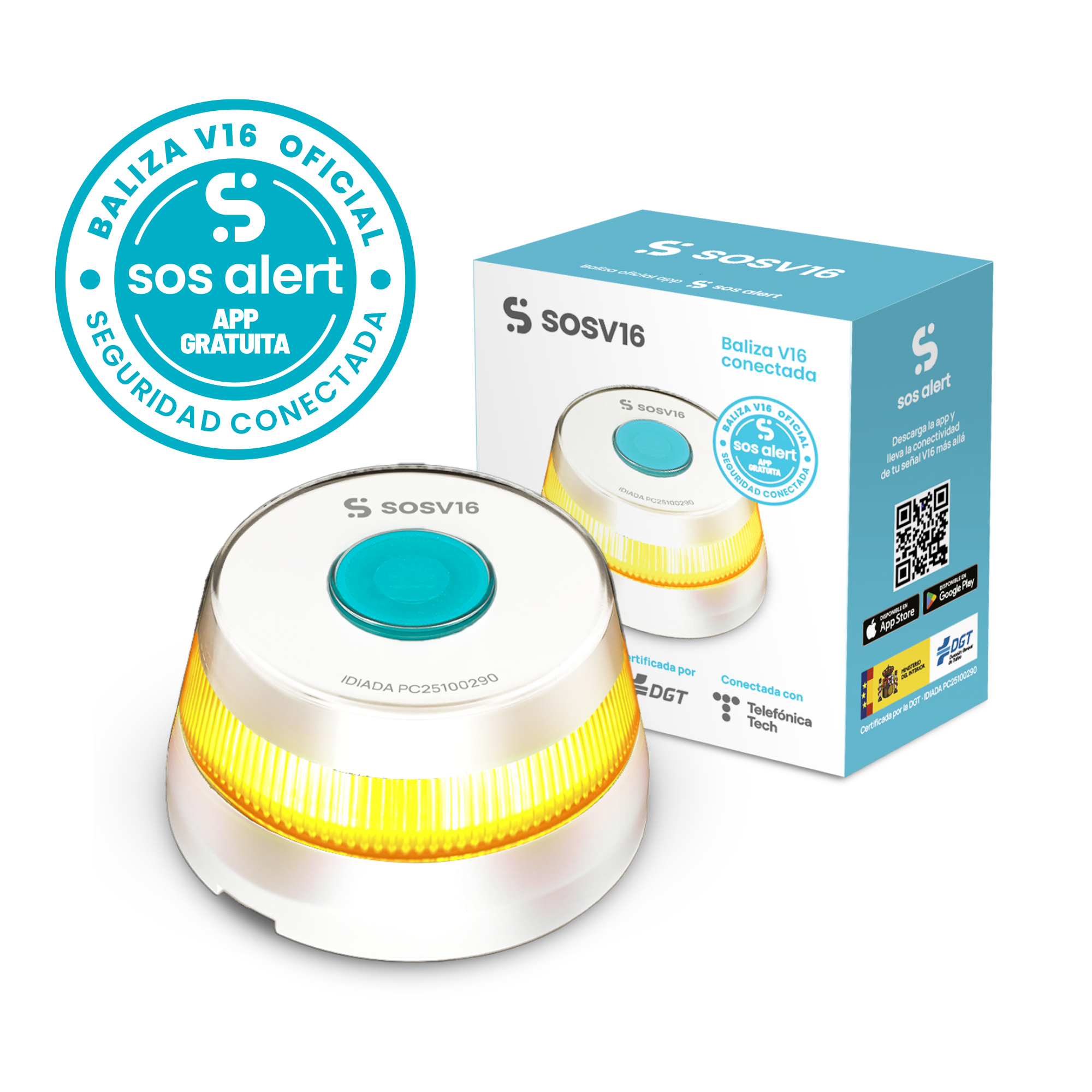 Baliza V16 - SOSV16 Blanca Conectada a Telefónica y DGT